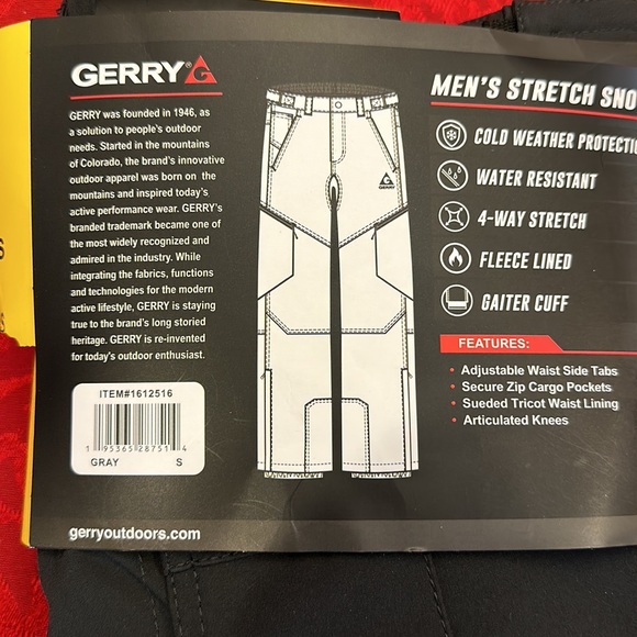 Gerry Men's stretch Snow Pant fleece lined water resistant dark grey NWT - Picture 5 of 6